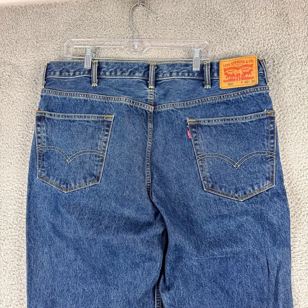 Levis 550 Jeans Mens 42x30‎ Blue Relaxed Fit Tapered Leg Denim Workwear Outdoor
